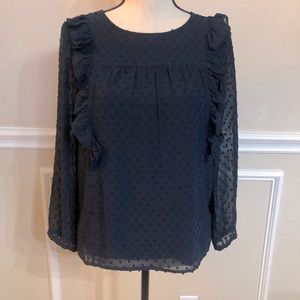 J.Crew - Long Sleeve Dotted Swiss Blouse Navy 4.